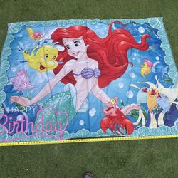 Little Mermaid Happy Birthday Banner 