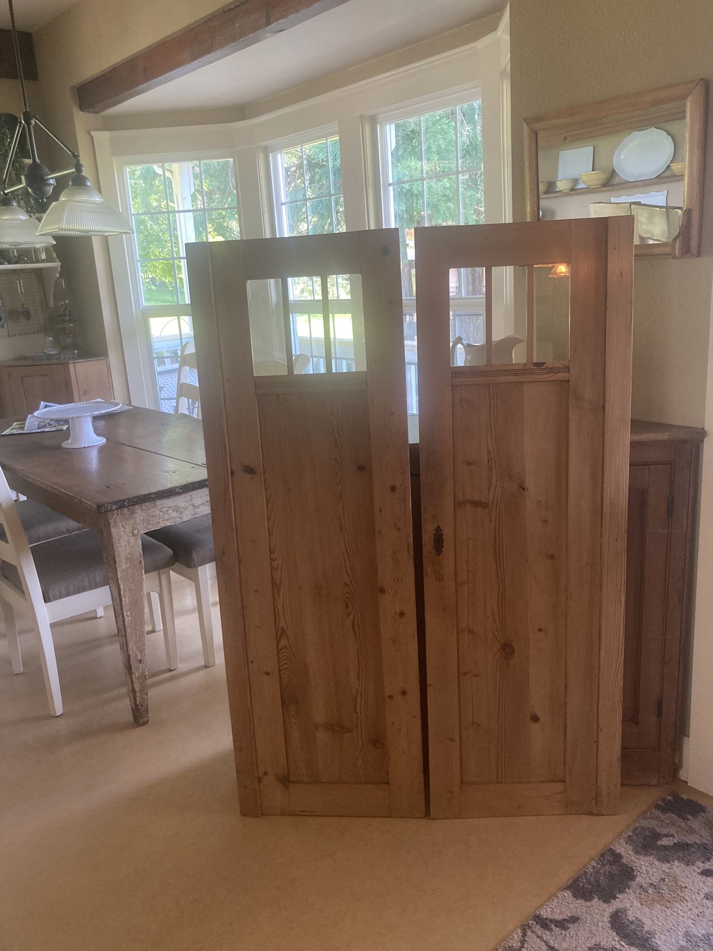 Pair Of Antique Pine Cabinet Doors, Beautiful Condition. Have Been Using As Wall Art.
