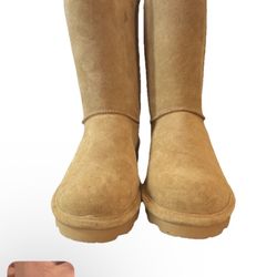 Bear paws Tan Suede Boots Size 10 Tall Ankle