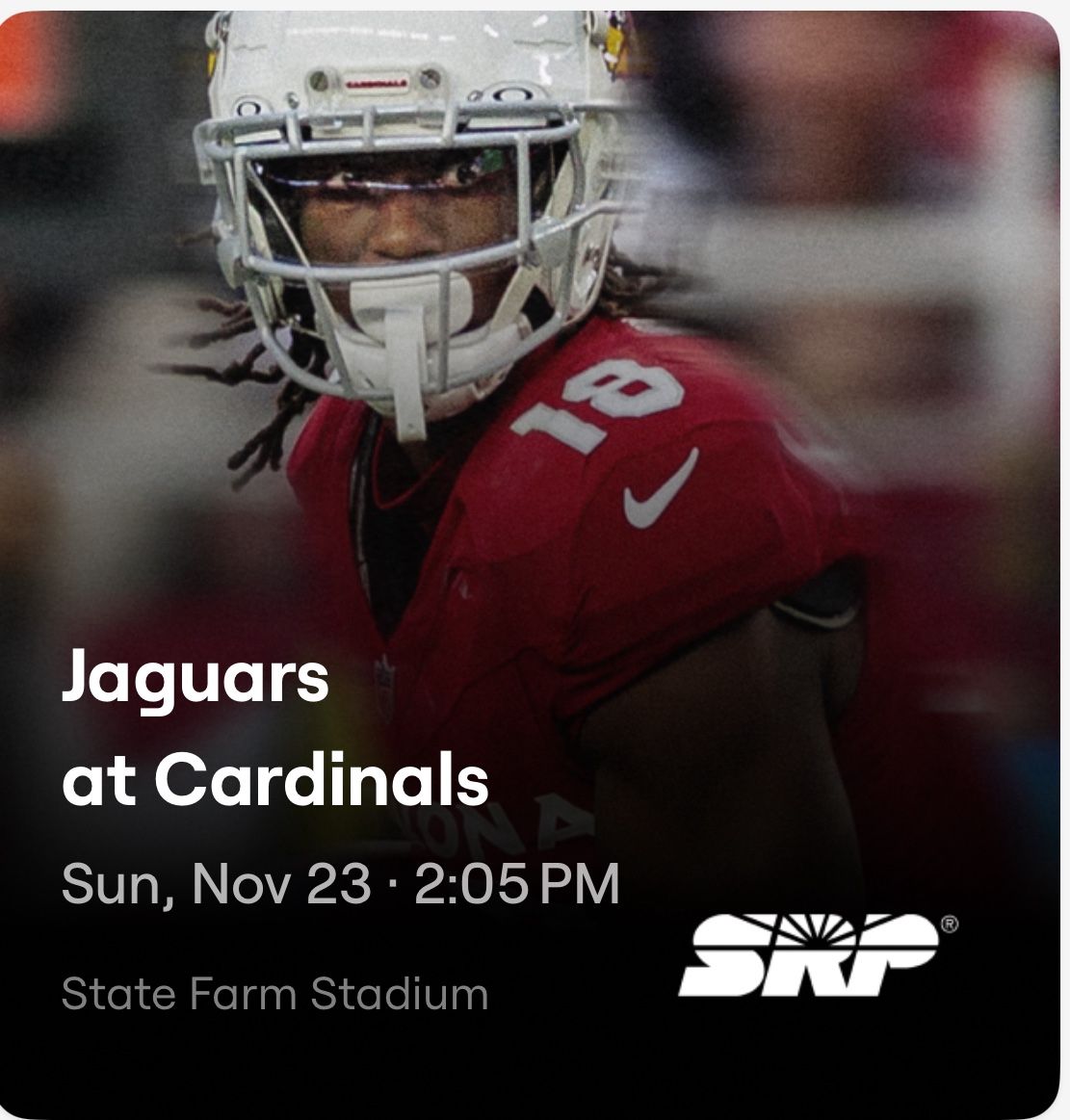 Tickets to Cardinals vs. Jaguars On Nov. 23