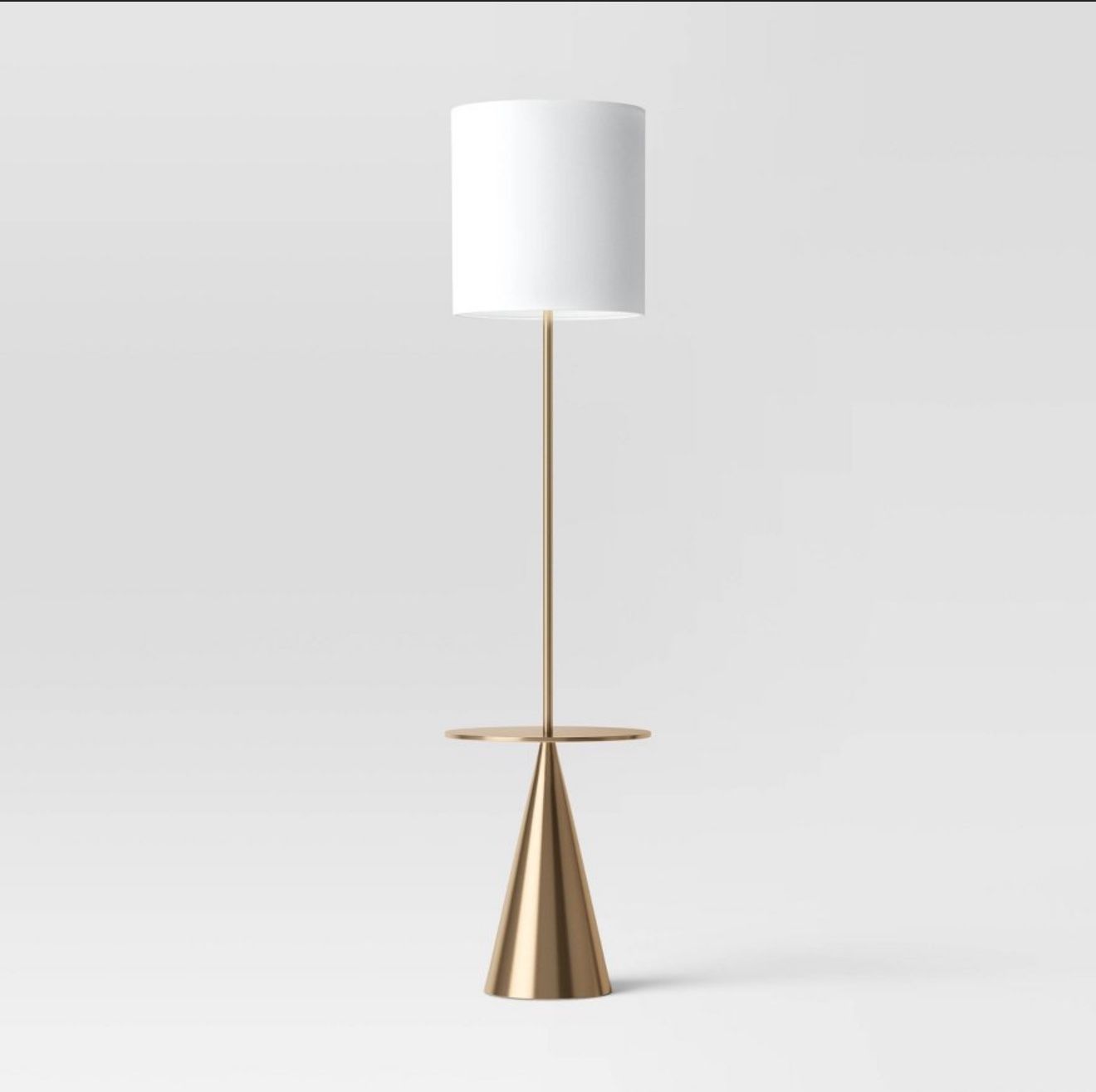 New 67.75"x17" Modern Floor Lamp with Table Brass - Threshold™: ETL Listed, Polyester Shade, Metal Body