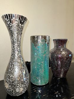 Mosaic Cracked Glass Vases 