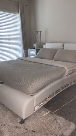 White Platform queen bed no matress