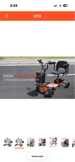 VEVOR 4-Wheel Folding Mobility Scooter for Adults & Seniors, 265LBS Loading Electric Mobility Scooter,