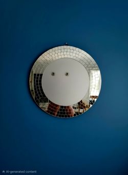 VTG IKEA Tranby Wall Mirror 19.75” Round With Mosaic Border, 1999