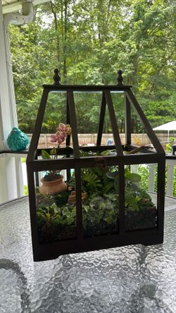 Handmade Victorian Greenhouse Terrarium – Live Plants Included
