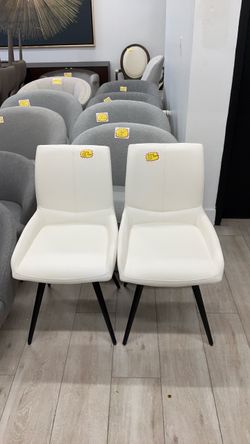 White Faux Leather Dining Chairs Set of 2