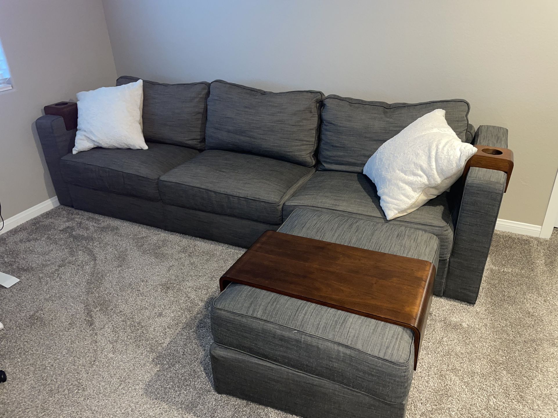 Lovesac Sactional Couch Vintage Blue Rained Chenille 1700 OBO for Sale