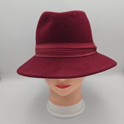 Vintage Women's Lancaster Red 100% Wool FedoraHat