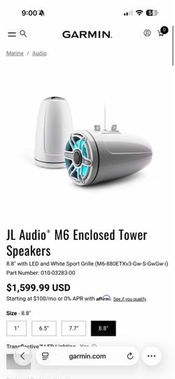 JL Audio M6 Enclosed Tower Speakers 8.8"