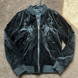 GUESS Men's Fulham Velvet Bomber Jacket Size M