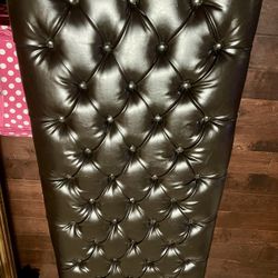 Black Leather Tufted Bench
