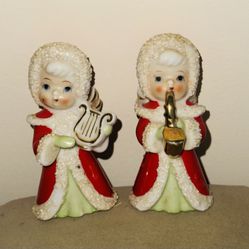 Vintage Lefton Girl Christmas Musical Angels set of two