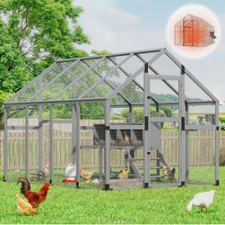 107'' Outdoor Wooden Chicken Coop Backyard Hen House Fits 6-10 Chickens