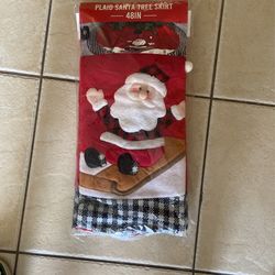 Plaid Santa Tree Skirt 48in New