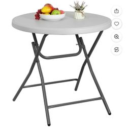 32" Round Folding Table Card Table for Indoor/ Outdoor, Lightweight Foldable Table, Ideal for Camping Picnic Party Wedding Events, White