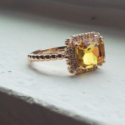 New!! Yellow Cubic Zirconia Ring 