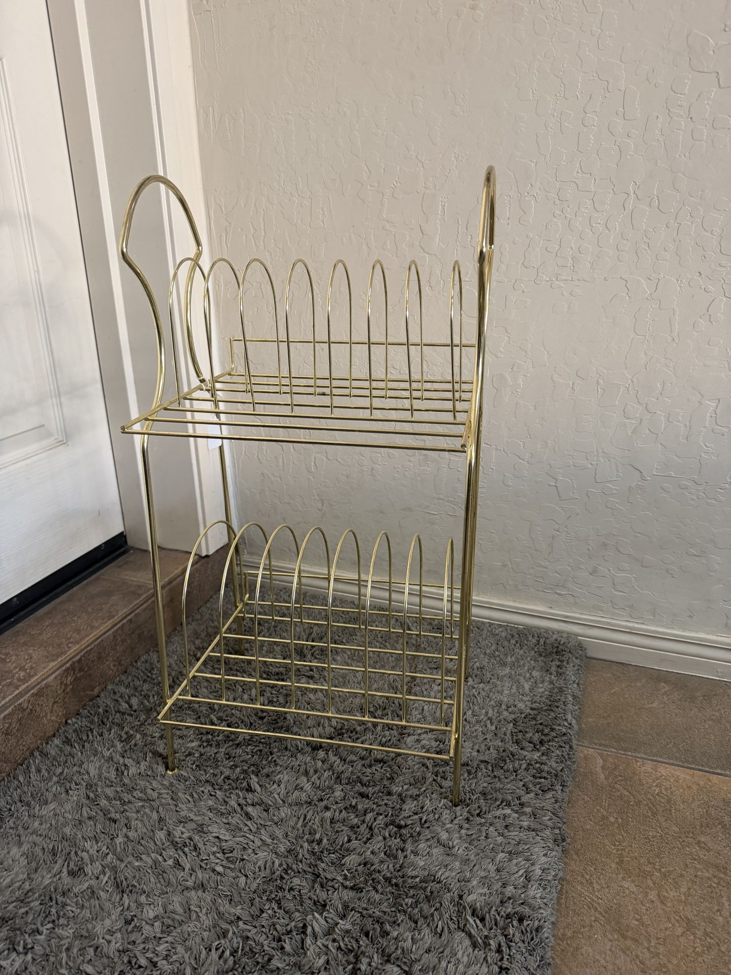 Mid-Century Modern Brass Record Rack