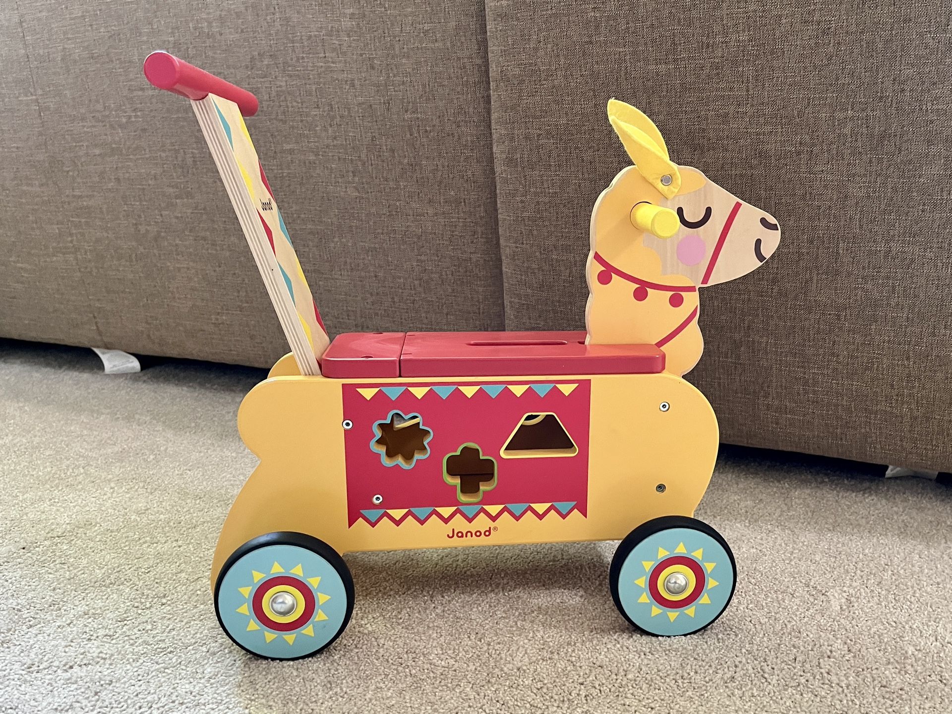 🦙 Janod Premium Wooden Llama Ride-On Walker - Ages 12m+