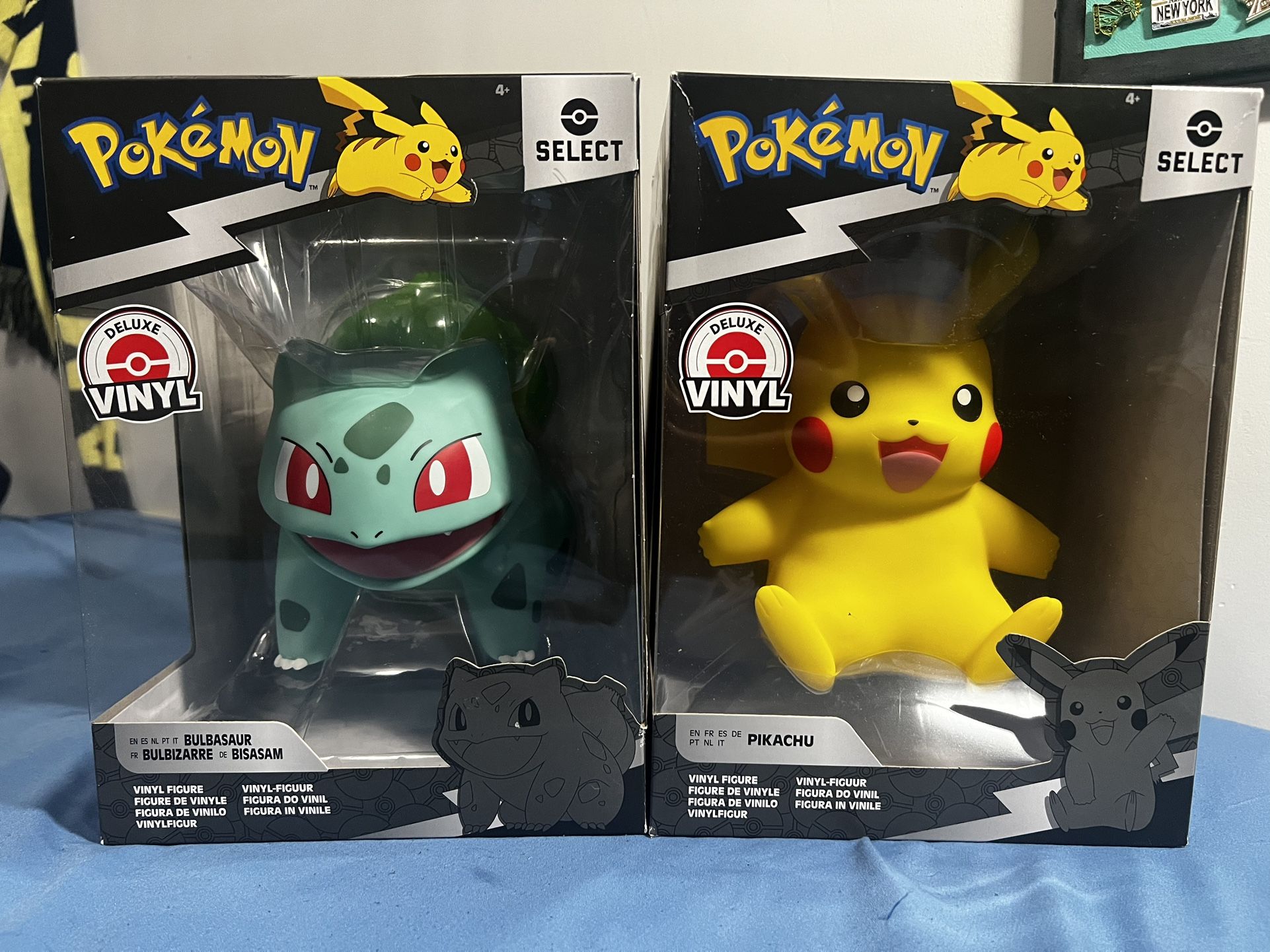 Pikachu & Bulbasaur Deluxe Vinyl Official ~5inch Figure 