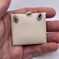 Diamond & Sapphire Earrings (0.06 C.t) Cert!