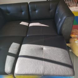 Black Faux Leather Couch ($170)