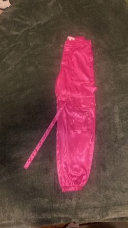 Pink Satin Cargo Pants