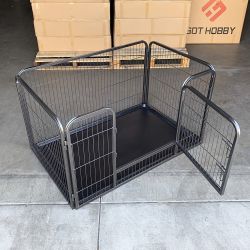 $95 (New) Heavy-duty dog pet playpen with plastic tray indoor outdoor cage kennel 4-panel, 49x32x28”