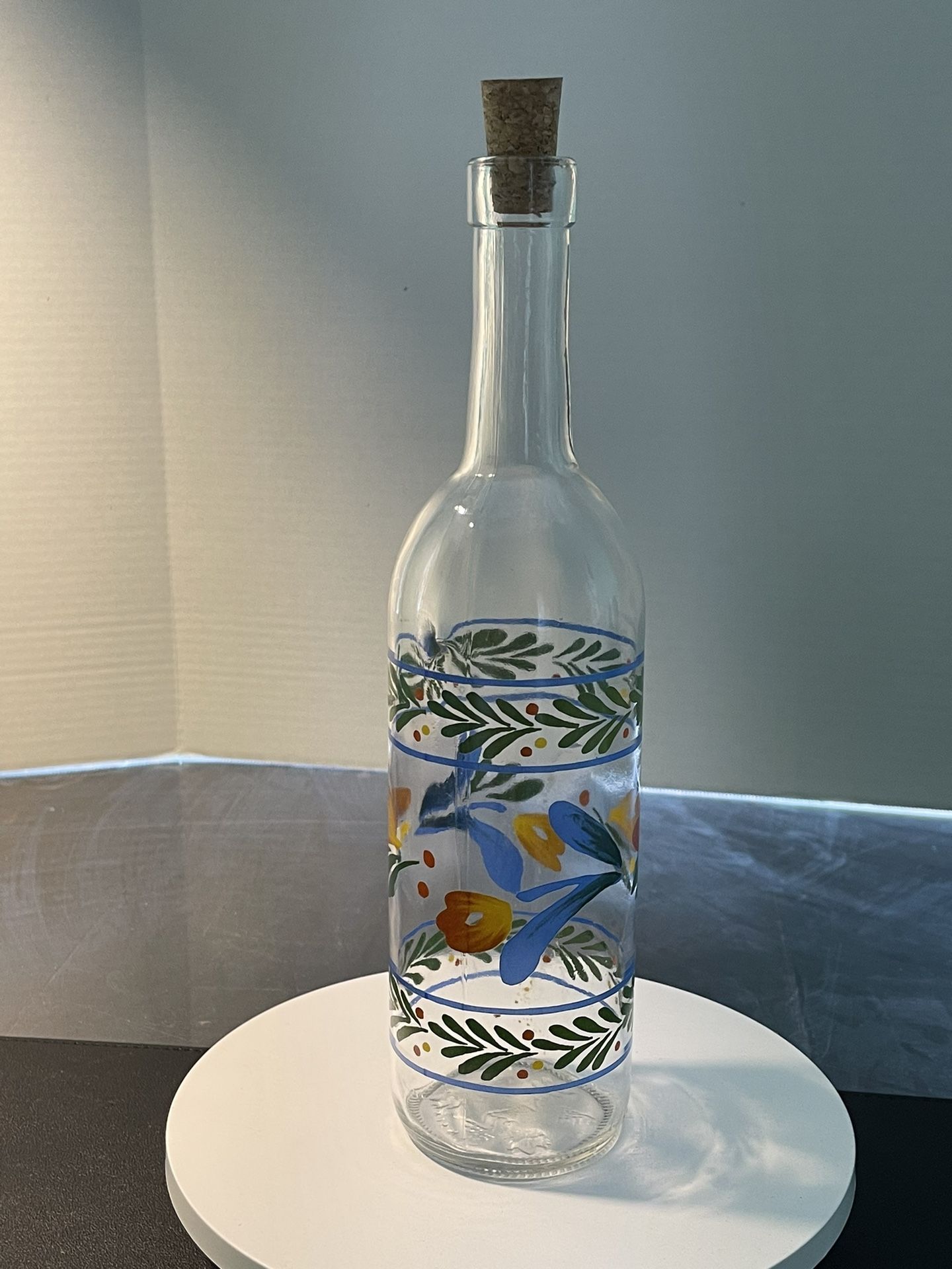 Canada Vintage MCM Handpainted Wine Bottle