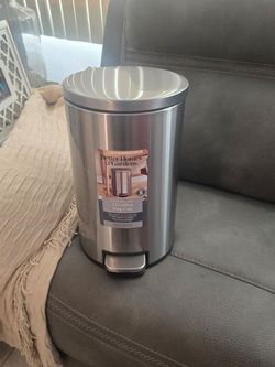 Better Homes & Gardens 3.1-Gallon Step Can is crafted from fingerprint-resistant stainless steel with a soft-close lid.
