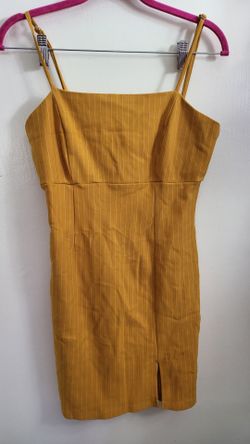 Forever 21 Mustard Yellow Pinstripe Mini Dress