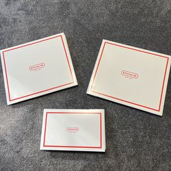 3 NEW VINTAGE RED WHITE COACH GIFT BOXES