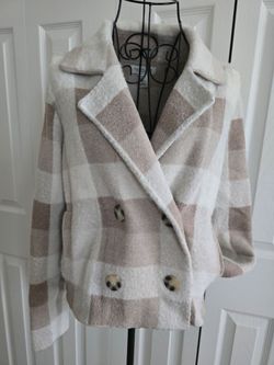 Rachel Roy Plaid Double-Breasted Wool Coat