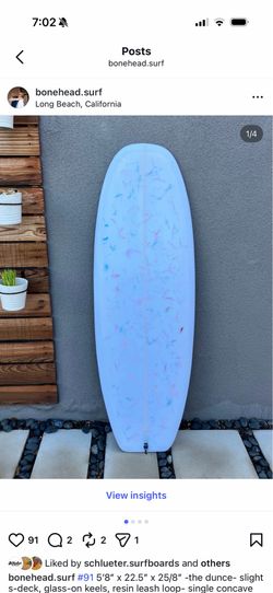 5’8” mini Simmons surfboard