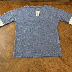 New Blue and White Lighter Weight Auselily XL Varsity Sweater with Tag Attached