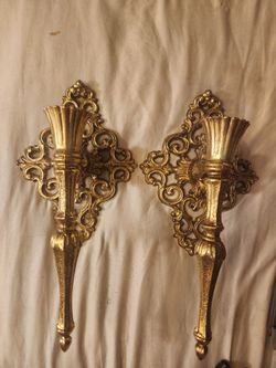 Pair of Gold Ornate Wall Sconces