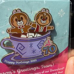 Happy Holidays 2025 Disneyland 70th Anniversary Cast Member Pin -