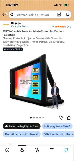 Inflatable projector screen