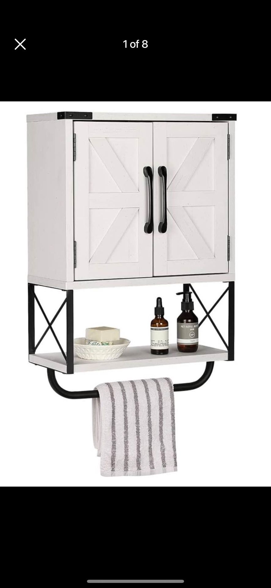 new Wood Wall Mounted Storage Cabinet with Adjustable Shelf and Towel Bar