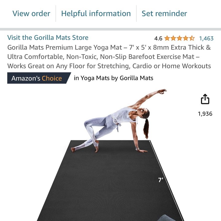 Used Gorilla Mats Premium Large Non-Slip Exercise & Yoga Mat, 6' x