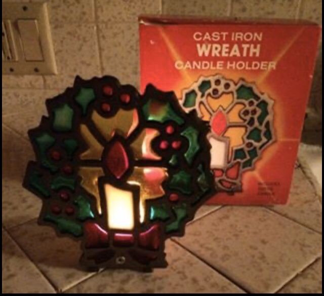 Vintage Cast Iron Wreath Candle Holder