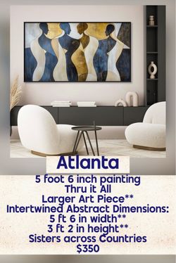 Canvas Abstract Art NEW | 5 ft 6 in W and 3 ft 2 in H