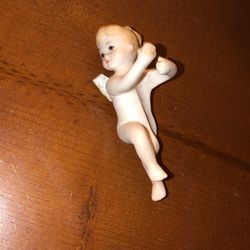 Two- 1960 Lefton KW389 Blonde Pony Tail Lil Girl Angel Cherub Candle Huggers