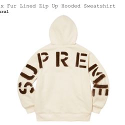 Supreme Faux Fur Lined Zip Up Hooded Sweatshirt Natural Large