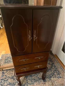 Vintage Queen Anne Highboy Style Jewelry Cabinet