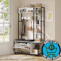LUXEYARD Hall Tree Coat Rack Hall Tree With Bench and Shoe Storage