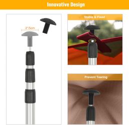 Aluminum Camping Tarp Poles, Set of 2, 90" Telescoping Poles for Shelter, Hammock Rain Fly, Awning