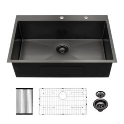 Kitchen Sink, 33x22x10"Drop-in Single Bowl Stainless Steel Kitchen Sink, R10 radius corners design M6EIM-W2898P228907