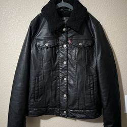 Levi’s Black Sherpa Leather Jacket 