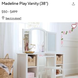 Pottery Barn Madeline Kids Vanity + Stool + Slipcover